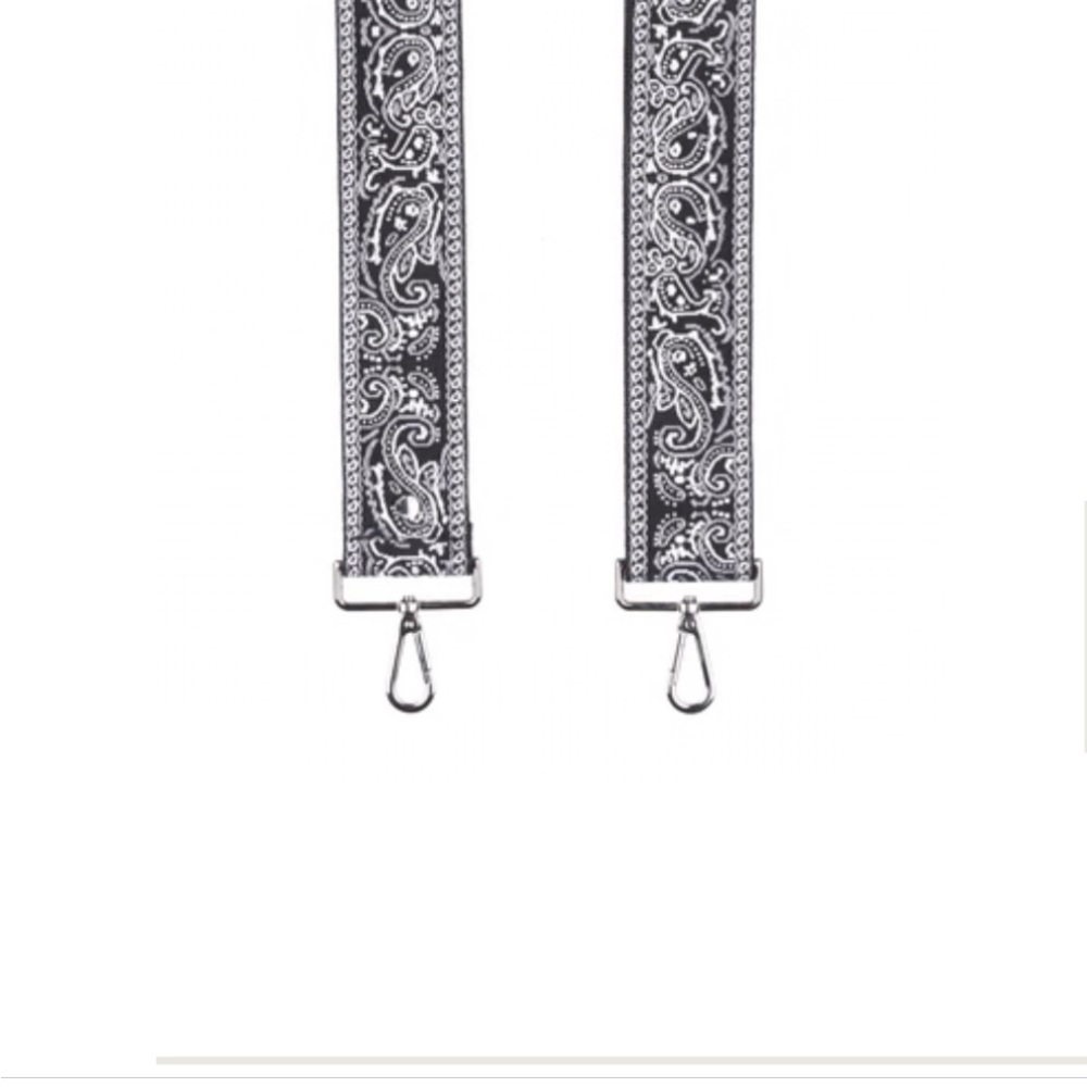Chic Black and White Paisley Crossbody Strap